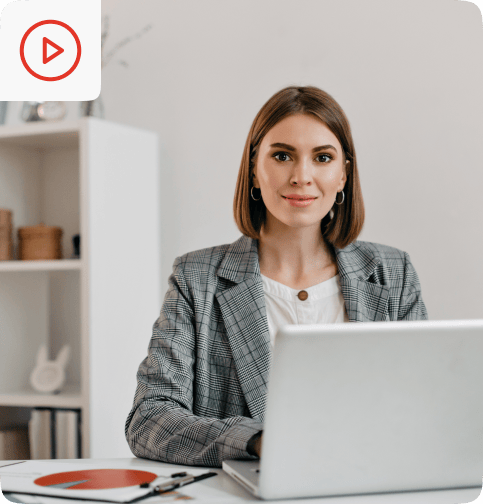 Woman with a laptop in a modern office