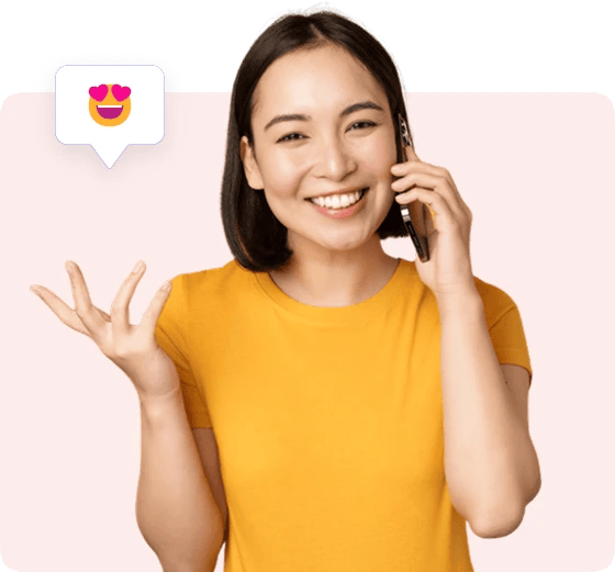 Woman on the phone, smiling